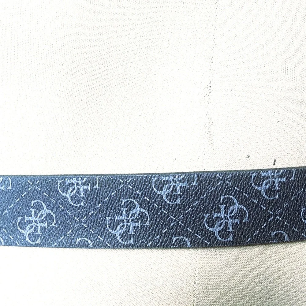 Guess Monogram Logo Belt Mens 32 Grey/Black Excellent Large G Buckle Y2K Vibes